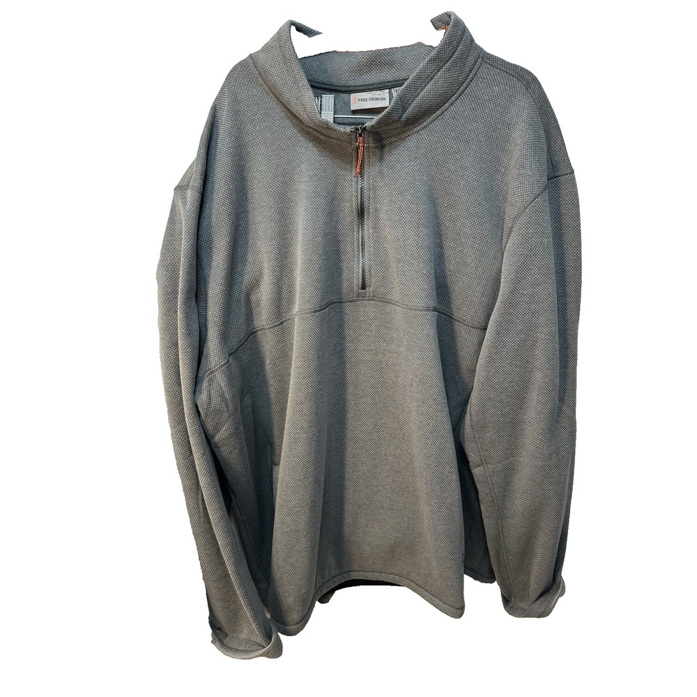 NWT Free Country Men's Big & Tall 1/4 Zip Pullover Sweatshirt Gray 4XLT